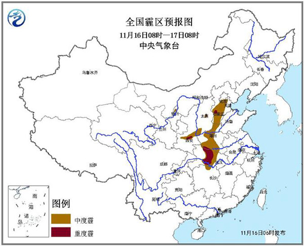 霾黄色预警：河北陕西湖北局部有重度霾