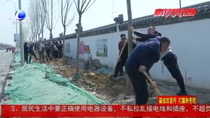 广阳区北旺乡举行大气污染防治攻坚月植树种草活动 植树添绿美道路