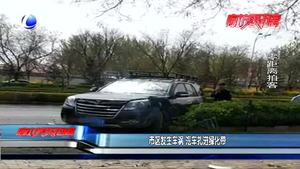 市区发生车祸 汽车扎进绿化带