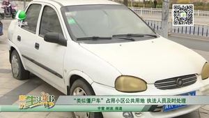 “类似僵尸车”占用小区公共用地 执法人员及时处理