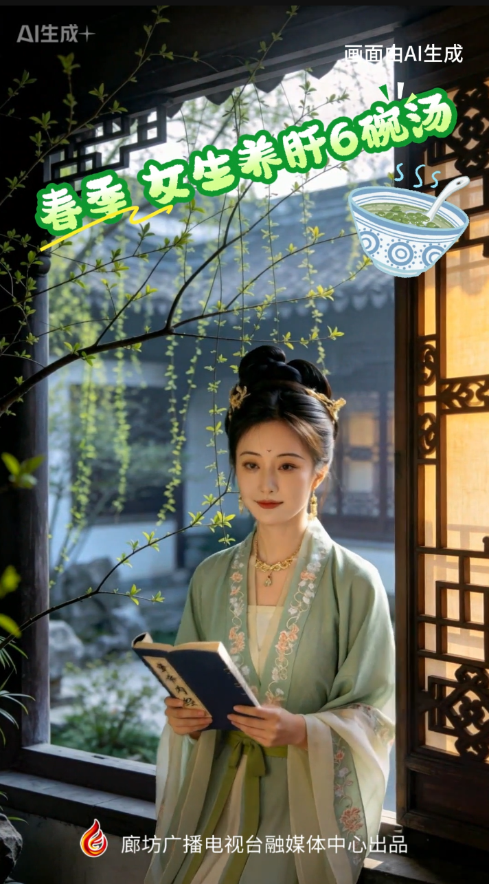 短视频丨【AI养生“坊”】春季，女生养肝6碗汤